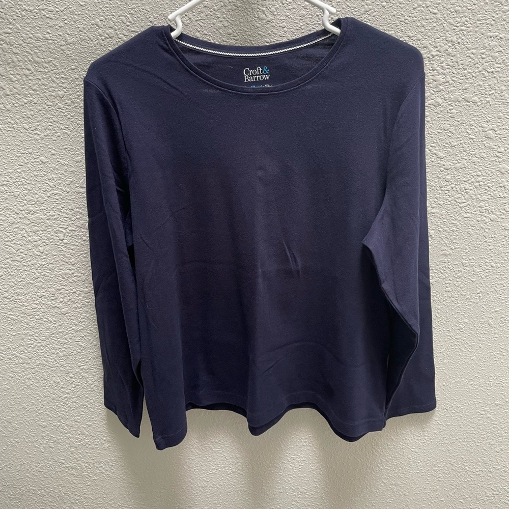 ❤️‍🔥3/$27❤️‍🔥Croft & Barrow Petite Long Sleeve Top - Size: PXXL - Navy Blue